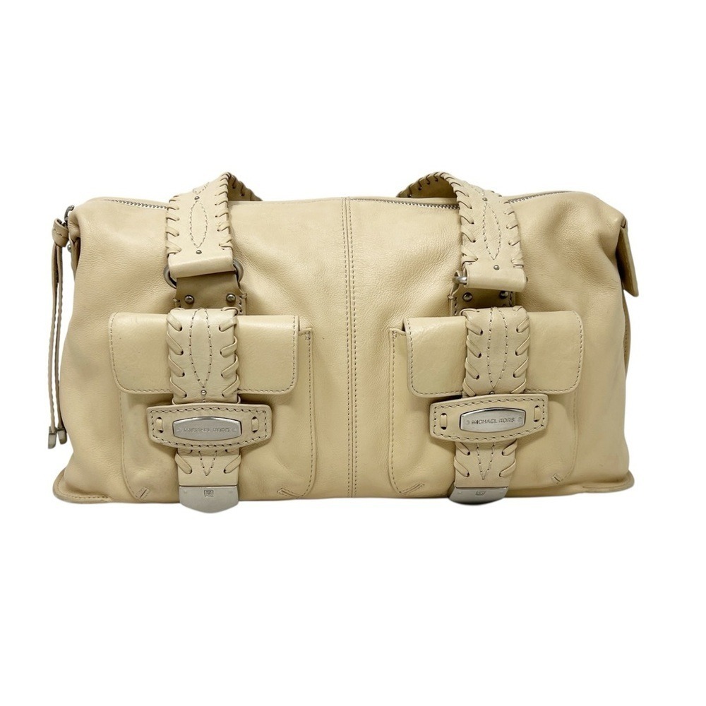 MICHAEL KORS Western Light Beige Leather Hobo Shoulder Handbag